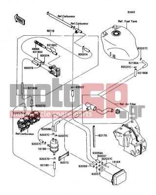 KAWASAKI - NINJA® ZX™-7 1990 - Body Parts - Fuel Evaporative System - 92037-1104 - CLAMP,HOSE