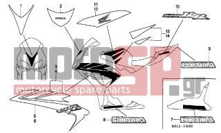 HONDA - CBR1000RR (ED) 2007 - Body Parts - STRIPE-MARK (7) - 64852-MEL-D20ZA - STRIPE A, L. TOP SHELTER *TYPE1*