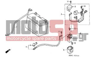 HONDA - CBR600F (ED) 2001 - Electrical - BATTERY (2) - 32410-MBW-D20 - CABLE, STARTER MOTOR