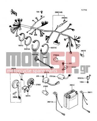 KAWASAKI - 454 LTD 1989 -  - Chassis Electrical Equipment - 26011-1291 - WIRE-LEAD,BATTERY(-)