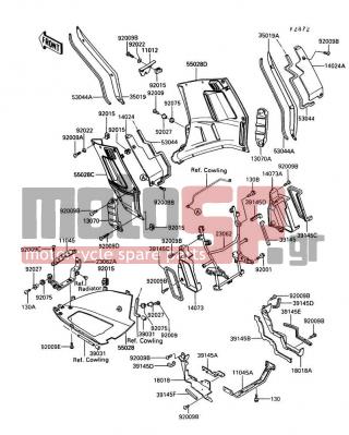 KAWASAKI - CANADA ONLY 1989 - Body Parts - Cowling Lowers - 11044-1920 - BRACKET,LOWER COWLING,RR