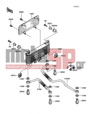 KAWASAKI - CANADA ONLY 1989 - Engine/Transmission - Oil Cooler - 11009-1461 - GASKET,14X19.5X1.4