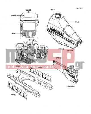 KAWASAKI - KLR250 1989 - Body Parts - Decals - 56048-1451 - PATTERN,SIDE COVER,LH
