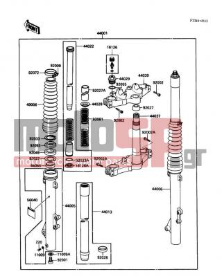 KAWASAKI - KLR250 1989 -  - Front Fork - 44006-1226 - PIPE-RIGHT FORK OUTER