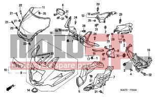 HONDA - CBR1100XX (ED) 2005 - Body Parts - UPPER COWL - 91549-MW0-790ZA - CLIP, PANEL FIXING *NH1*