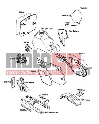 KAWASAKI - KX80 1989 - Body Parts - Labels - 56048-1479 - PATTERN,FUEL TANK,LH