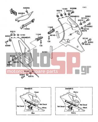 KAWASAKI - NINJA® ZX™-7 1989 - Body Parts - Cowling Lowers - 13183-1474 - PLATE