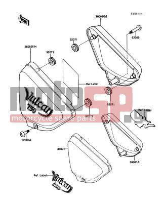 KAWASAKI - VULCAN 750 1989 - Body Parts - Side Covers - 36001-1359 - COVER-SIDE,LH