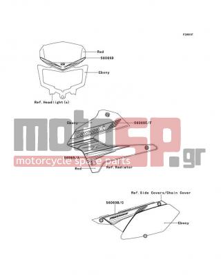 KAWASAKI - KLX®250S 2012 - Body Parts - Decals(F.Red)(TCF) - 56069-1682 - PATTERN,HEAD LAMP COVER