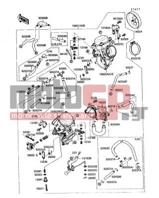 KAWASAKI - VULCAN 88 1989 - Engine/Transmission - Carburetor - 13183-1215 - PLATE,COVER