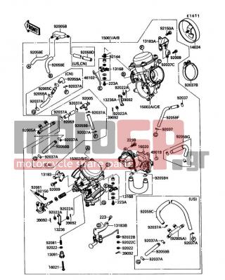 KAWASAKI - VULCAN 88 SE 1989 - Engine/Transmission - Carburetor - 13183-1213 - PLATE,THROTTLE CABLE