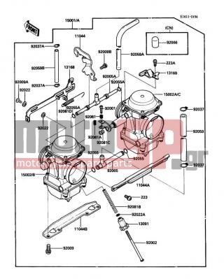 KAWASAKI - 454 LTD 1988 - Engine/Transmission - Carburetor - 13091-1382 - HOLDER,THROTTLE STOP SCREW