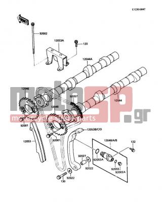 KAWASAKI - CONCOURS 1988 - Engine/Transmission - Camshaft(s)/Tensioner - 12053-1114 - GUIDE-CHAIN,FR