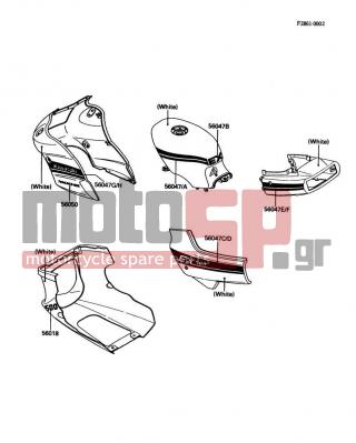 KAWASAKI - EX500 1988 - Body Parts - Decals(White)(EX500-A2) - 56047-1745 - PATTERN,SIDE COVER,LH