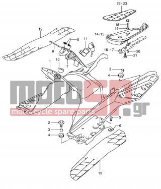 SUZUKI - AN400 (E2) Burgman 2001 - Body Parts - REAR LEG SHIELD (MODEL Y) - 48121-14F01-Y0J - SHIELD, LEG REAR (GRAY)