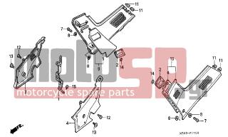 HONDA - CBR1000F (ED) 1995 - Body Parts - SIDE COVER - 64295-MZ2-000 - COVER COMP., L. PIVOT