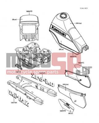 KAWASAKI - KLR250 1988 - Body Parts - Decals - 56047-1836 - PATTERN,SIDE COVER,LH,FOR WHIT