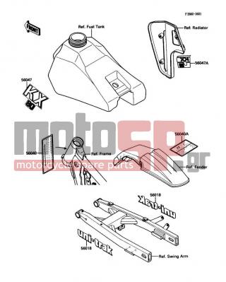 KAWASAKI - KX80 1988 - Body Parts - Labels - 56018-1904 - MARK,SWING ARM,UNI-TRAK