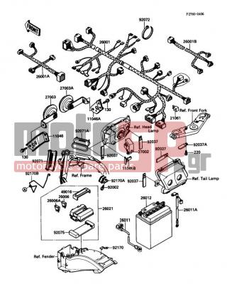 KAWASAKI - NINJA® ZX™-10 1988 -  - Chassis Electrical Equipment - 26011-1428 - WIRE-LEAD,BATTERY(-)