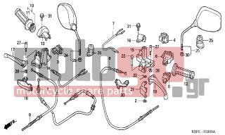 HONDA - SCV100 (ED) Lead 2003 - Πλαίσιο - HANDLE LEVER/SWITCH/CABLE - 43450-KRP-980 - CABLE COMP., RR. BRAKE