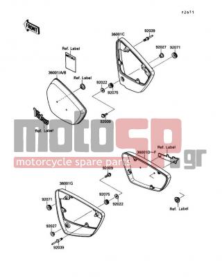 KAWASAKI - VULCAN 88 1988 - Εξωτερικά Μέρη - Side Cover - 36001-1357-L2 - COVER-SIDE,RH,L.C.RED