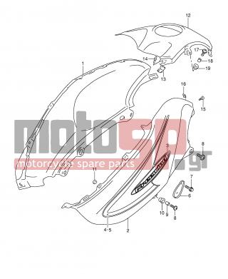SUZUKI - XF650 (E2) Freewind 2001 - Body Parts - FUEL TANK COVER (MODEL Y) - 94484-24F00-000 - NUT