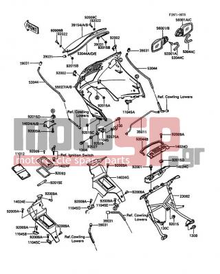 KAWASAKI - CONCOURS 1987 - Body Parts - Cowling(A2/A3) - 11044-1909 - BRACKET,INNER COWLING,FR,LH