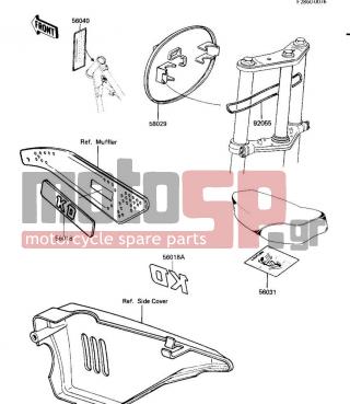 KAWASAKI - KD80 1987 - Body Parts - LABELS/NUMBER PLATE - 56018-1925 - MARK,SIDE COVER,KD