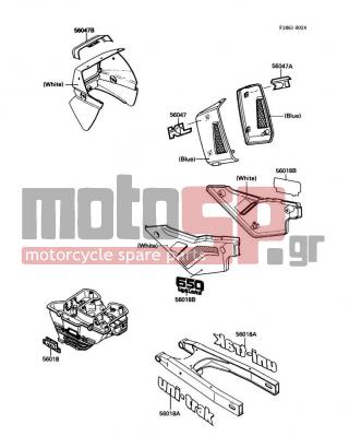 KAWASAKI - KLR650 1987 - Body Parts - Decal(White)(KL650-A1) - 56018-1956 - MARK,SIDE COVER,FOR WHITE