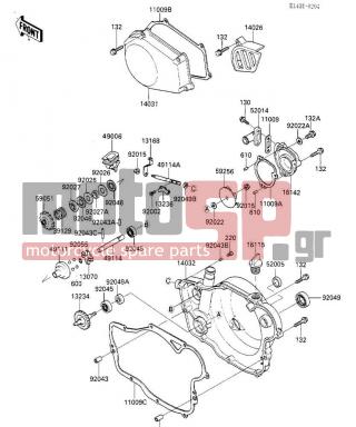 KAWASAKI - KX250 1987 - Engine/Transmission - ENGINE COVERS/WATER PUMP - 49111-1051 - HOLDER-GOVERNOR WEIGH