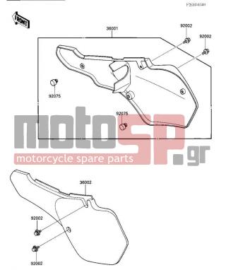 KAWASAKI - KX500 1987 - Body Parts - SIDE COVERS - 36002-5310-6W - COVER-SIDE,LH,L.GREEN