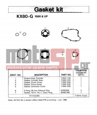 KAWASAKI - KX80 1987 - Engine/Transmission - GASKET KIT - 11004-1138 - GASKET-HEAD