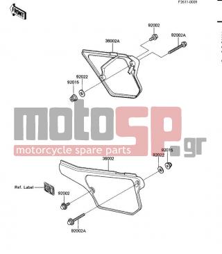 KAWASAKI - KX80 1987 - Body Parts - SIDE COVERS - 36002-5155-6W - COVER-SIDE,LH,L.GREEN