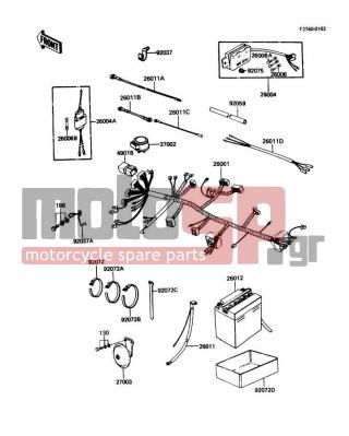 KAWASAKI - LTD 1987 -  - Chassis Electrical Equipment - 26011-1176 - WIRE-LEAD,TAIL LAMP