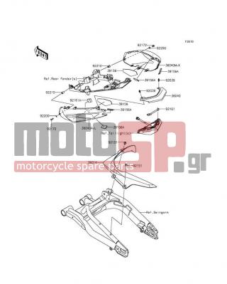 KAWASAKI - NINJA® 650 2012 - Body Parts - Side Covers/Chain Cover(ECF-EFF) - 36040-0118 - COVER-TAIL,CNT