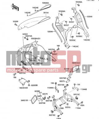 KAWASAKI - NINJA® 1000R 1987 - Body Parts - FAIRING - 56001-1308 - MIRROR-ASSY,RH