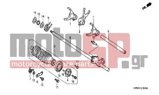 HONDA - CBR600F (ED) 2004 - Engine/Transmission - GEARSHIFT DRUM - 24610-MBW-E80 - SPINDLE COMP., GEARSHIFT