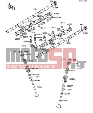 KAWASAKI - NINJA® 1000R 1987 - Engine/Transmission - ROCKER ARMS/VALVES - 49078-1067 - SPRING-ENGINE VALVE,I