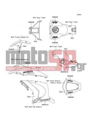 KAWASAKI - NINJA® ZX™-10R ABS 2012 - Body Parts - Decals(Red)(KCF)(CA,US) - 56054-0895 - MARK,SIDE COWL.,LH,KAWASAKI