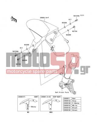KAWASAKI - NINJA® ZX™-10R ABS 2012 - Body Parts - Front Fender(s) - 35001-0058-234 - FENDER-ASSY-FRONT,P.RED
