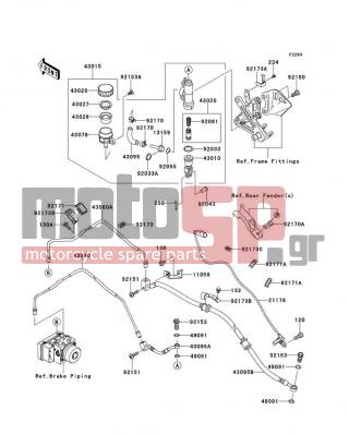 KAWASAKI - NINJA® ZX™-10R ABS 2012 -  - Rear Master Cylinder - 92170-1091 - CLAMP,HOSE