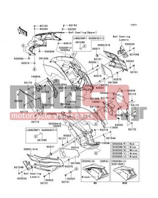 KAWASAKI - NINJA® ZX™-14R 2012 - Body Parts - Cowling(Center) - 55028-0439-25V - COWLING,SIDE,LH,C.S.BLUE