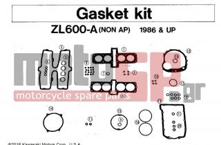 KAWASAKI - ZL600 ELIMINATOR 1987 - Engine/Transmission - GASKET KIT (ZL600-A NON AP 1986 & UP) - 670B2016 - 