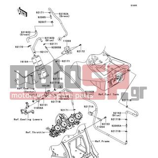 KAWASAKI - NINJA® ZX™-14R 2012 - Body Parts - Fuel Evaporative System(CA) - 92192-1152 - TUBE,CANISTER-VALVE,GREEN