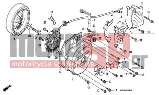 HONDA - XR600R (ED) 1997 - Engine/Transmission - LEFT CRANKCASE COVER - 11352-MN1-680 - GUIDE COMP., DRIVE CHAIN