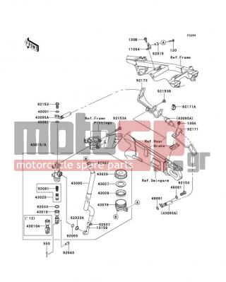 KAWASAKI - NINJA® ZX™-14R 2012 -  - Rear Master Cylinder - 92171-1703 - CLAMP,BRAKE HOSE