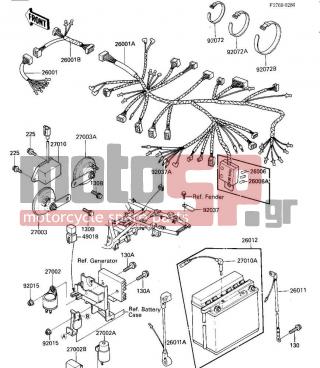 KAWASAKI - GPZ 1986 -  - CHASSIS ELECTRICAL EQUIPMENT - 92037-1069 - CLAMP,WIRING HARNESS