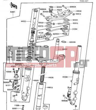 KAWASAKI - GPZ 1986 -  - FRONT FORK - 44005-1214 - PIPE-LEFT FORK OUTER
