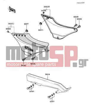 KAWASAKI - GPZ 1986 - Body Parts - SIDE COVERS/CHAIN COVER (ZX550-A3, CANAD - 92009-1288 - SCREW,6X14