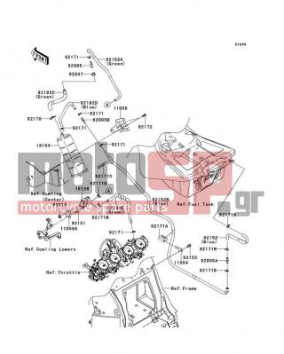 KAWASAKI - NINJA® ZX™-14R 2012 - Body Parts - Fuel Evaporative System(CA) - 92192-1152 - TUBE,CANISTER-VALVE,GREEN